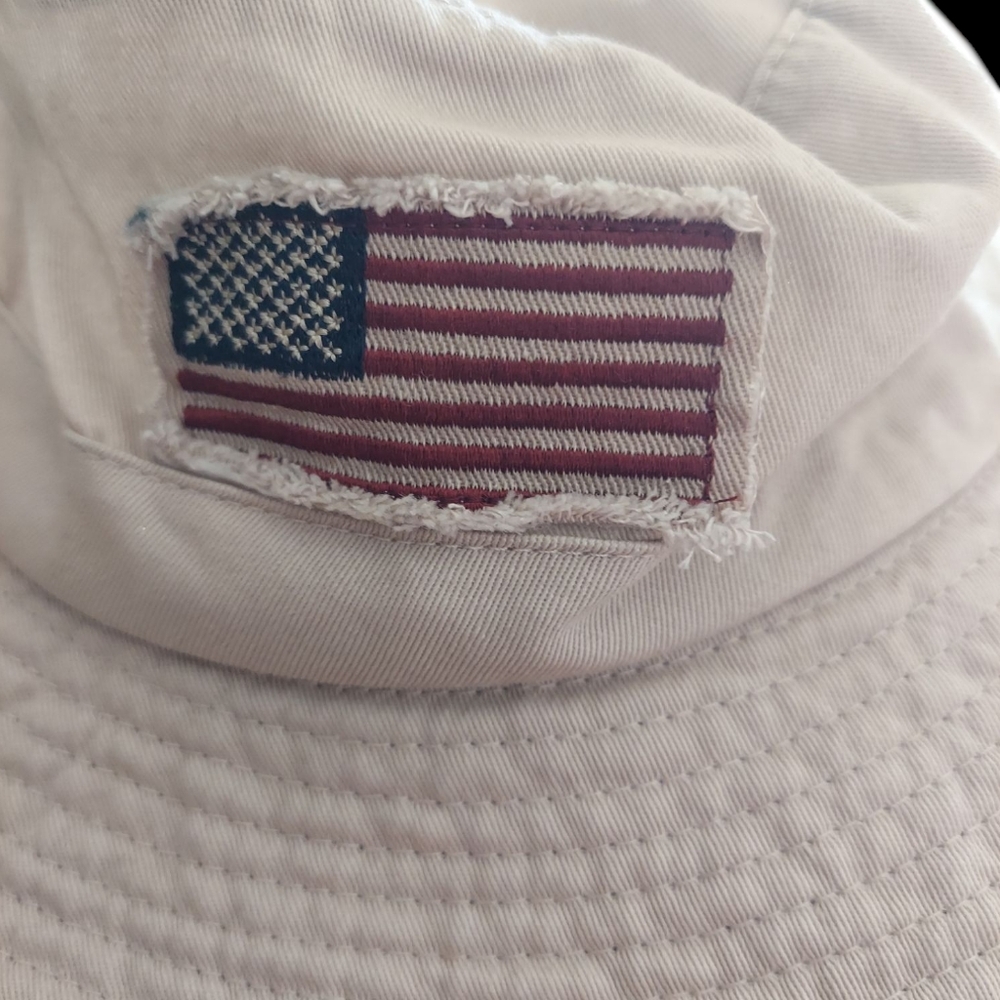 Original Panama Jack Bucket Hat with Frayed American Flag Patch Size XL - Picture 7 of 7